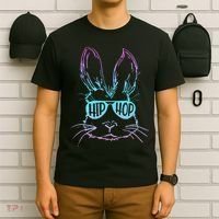 Cool Hip Hop Happy Easter Bunny Face With Sunglasses T-Shirt thumb 6