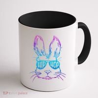 Cool Hip Hop Happy Easter Bunny Face With Sunglasses Coffee Mug thumb 1