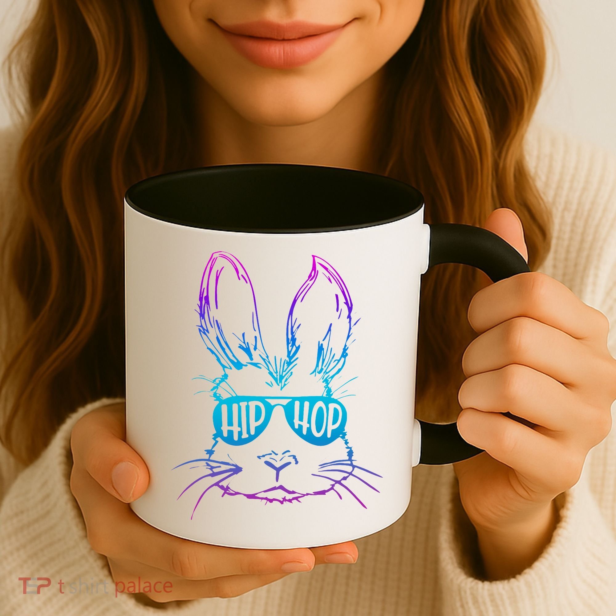 Cool Hip Hop Happy Easter Bunny Face With Sunglasses Coffee Mug