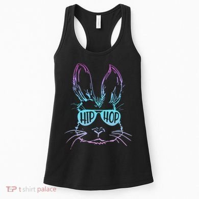 Cool Hip Hop Happy Easter Bunny Face With Sunglasses Women's Tank Top