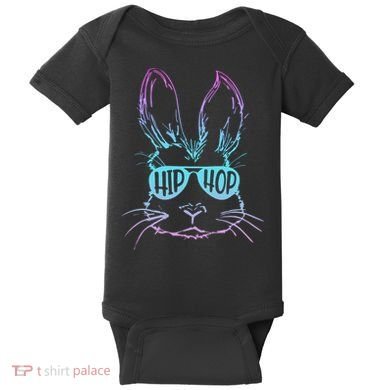 Cool Hip Hop Happy Easter Bunny Face With Sunglasses Baby Bodysuit