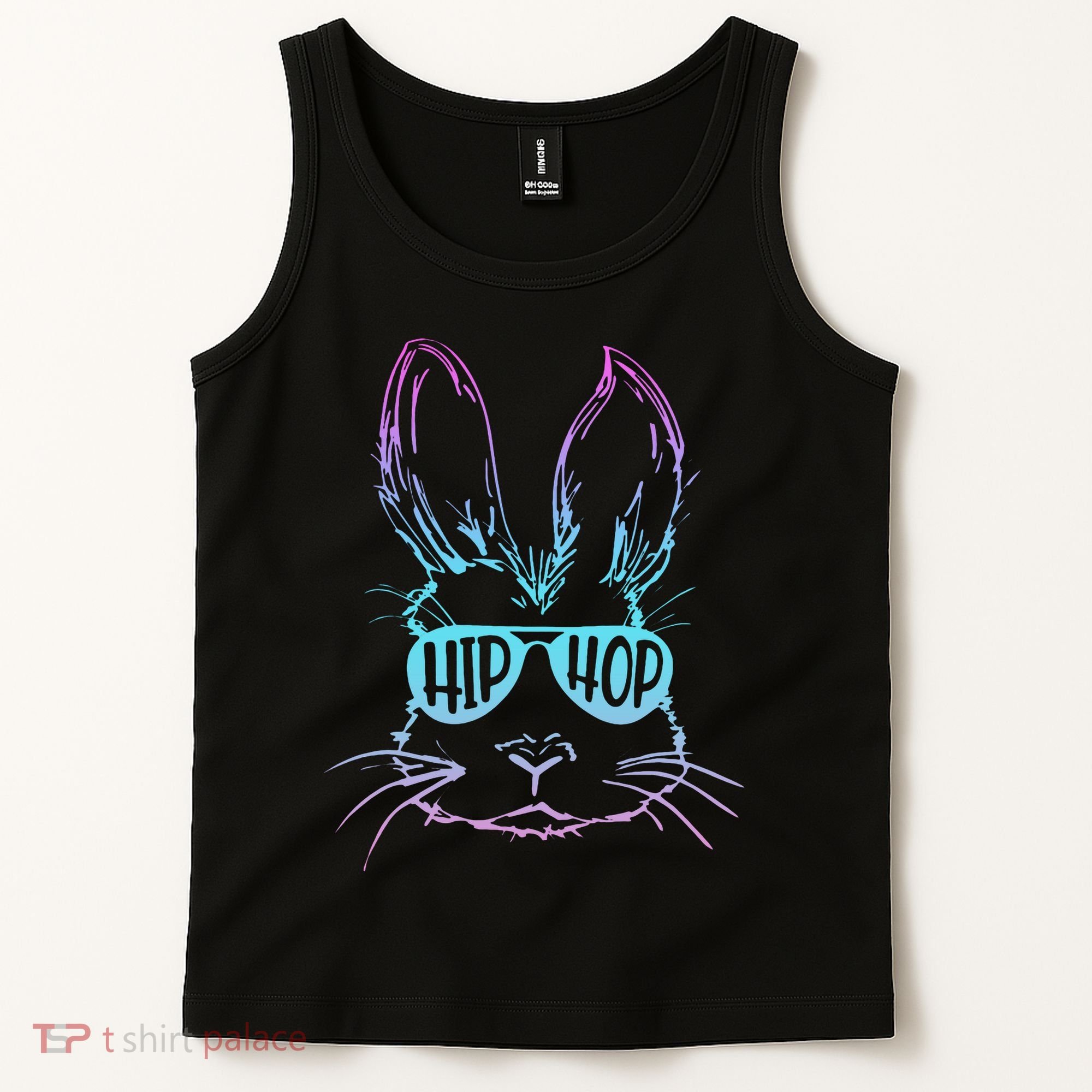 Cool Hip Hop Happy Easter Bunny Face With Sunglasses Tank Top