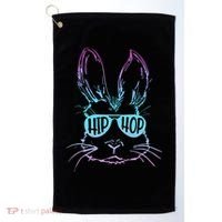 Cool Hip Hop Happy Easter Bunny Face With Sunglasses Golf Towel thumb 0