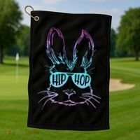 Cool Hip Hop Happy Easter Bunny Face With Sunglasses Golf Towel thumb 1