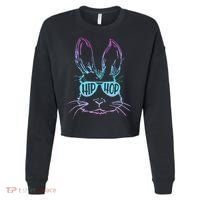 Cool Hip Hop Happy Easter Bunny Face With Sunglasses Cropped Pullover Crew thumb 0