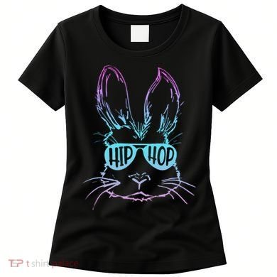Cool Hip Hop Happy Easter Bunny Face With Sunglasses Women's T-Shirt