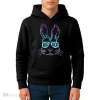 Cool Hip Hop Happy Easter Bunny Face With Sunglasses Kids Hoodie thumb 4