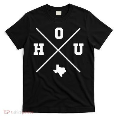 Classic Hou Houston Crossmark State Outline T-Shirt