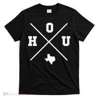 Classic Hou Houston Crossmark State Outline T-Shirt thumb 0