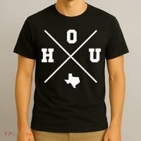 Classic Hou Houston Crossmark State Outline T-Shirt thumb 3