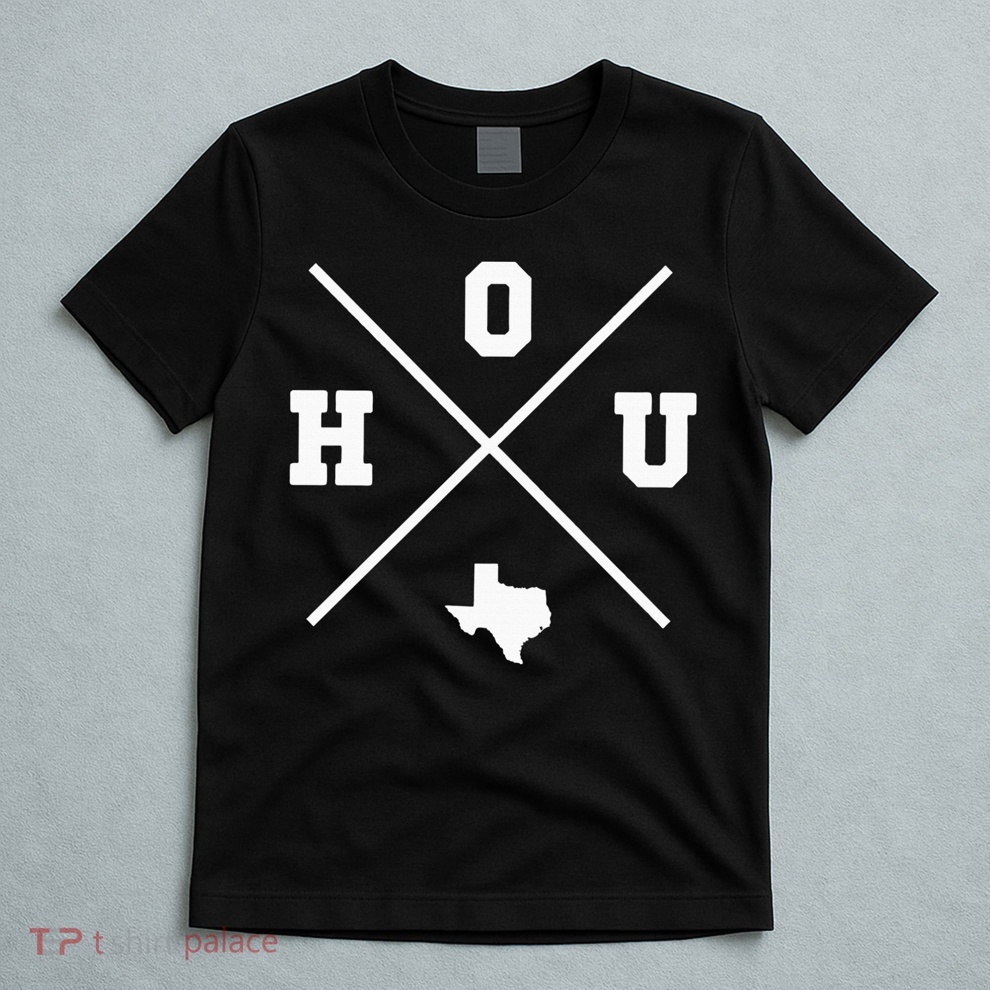 Classic Hou Houston Crossmark State Outline T-Shirt