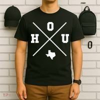 Classic Hou Houston Crossmark State Outline T-Shirt thumb 6