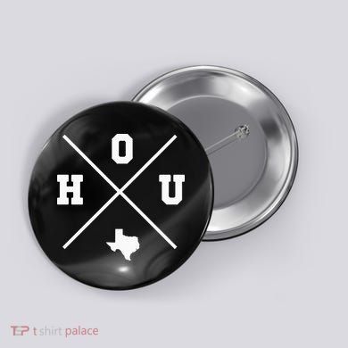 Classic Hou Houston Crossmark State Outline Button