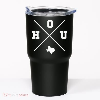 Classic Hou Houston Crossmark State Outline Tumbler