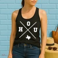 Classic Hou Houston Crossmark State Outline Women's Tank Top thumb 2