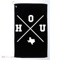 Classic Hou Houston Crossmark State Outline Golf Towel thumb 0