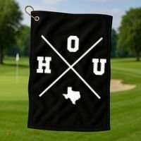 Classic Hou Houston Crossmark State Outline Golf Towel thumb 1