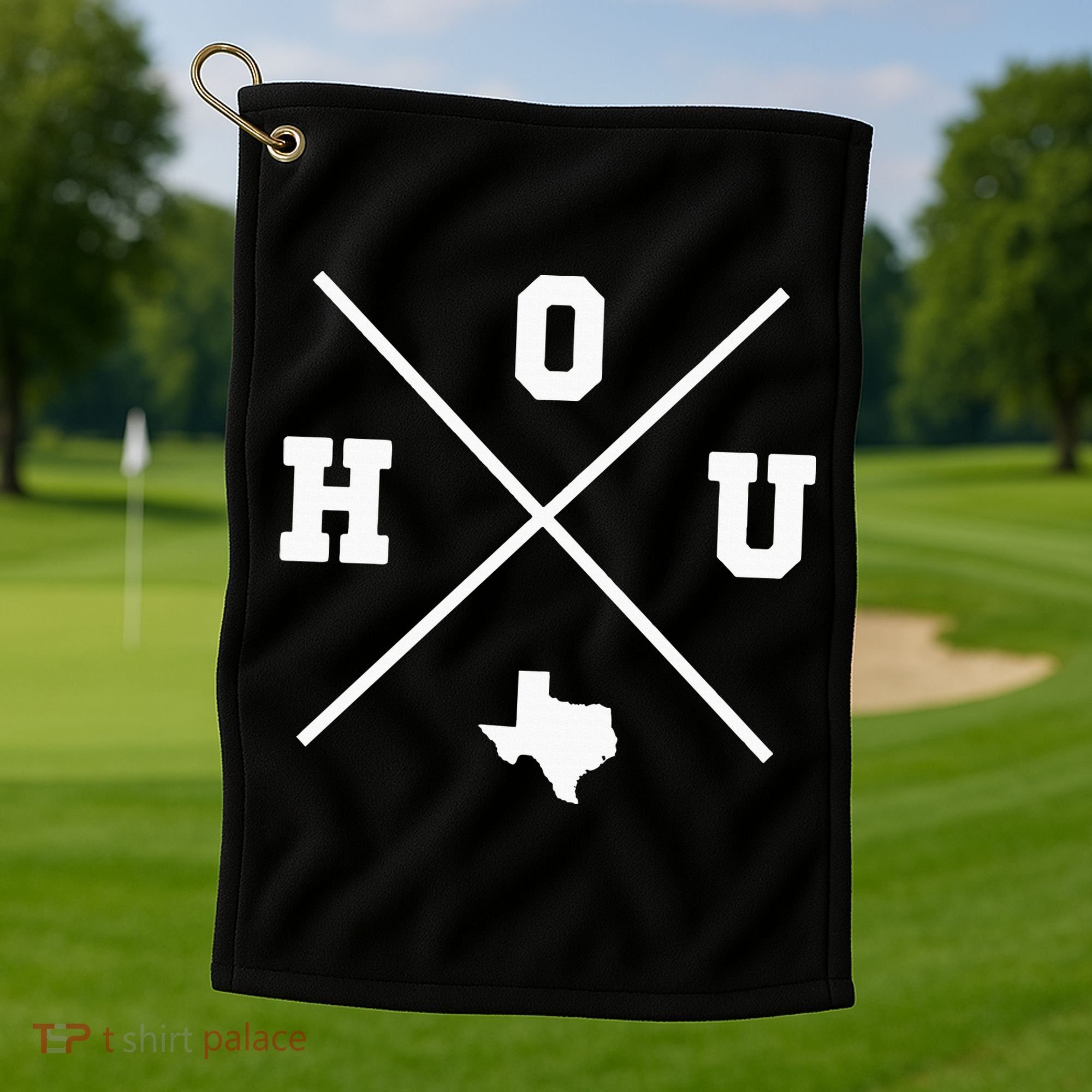 Classic Hou Houston Crossmark State Outline Golf Towel