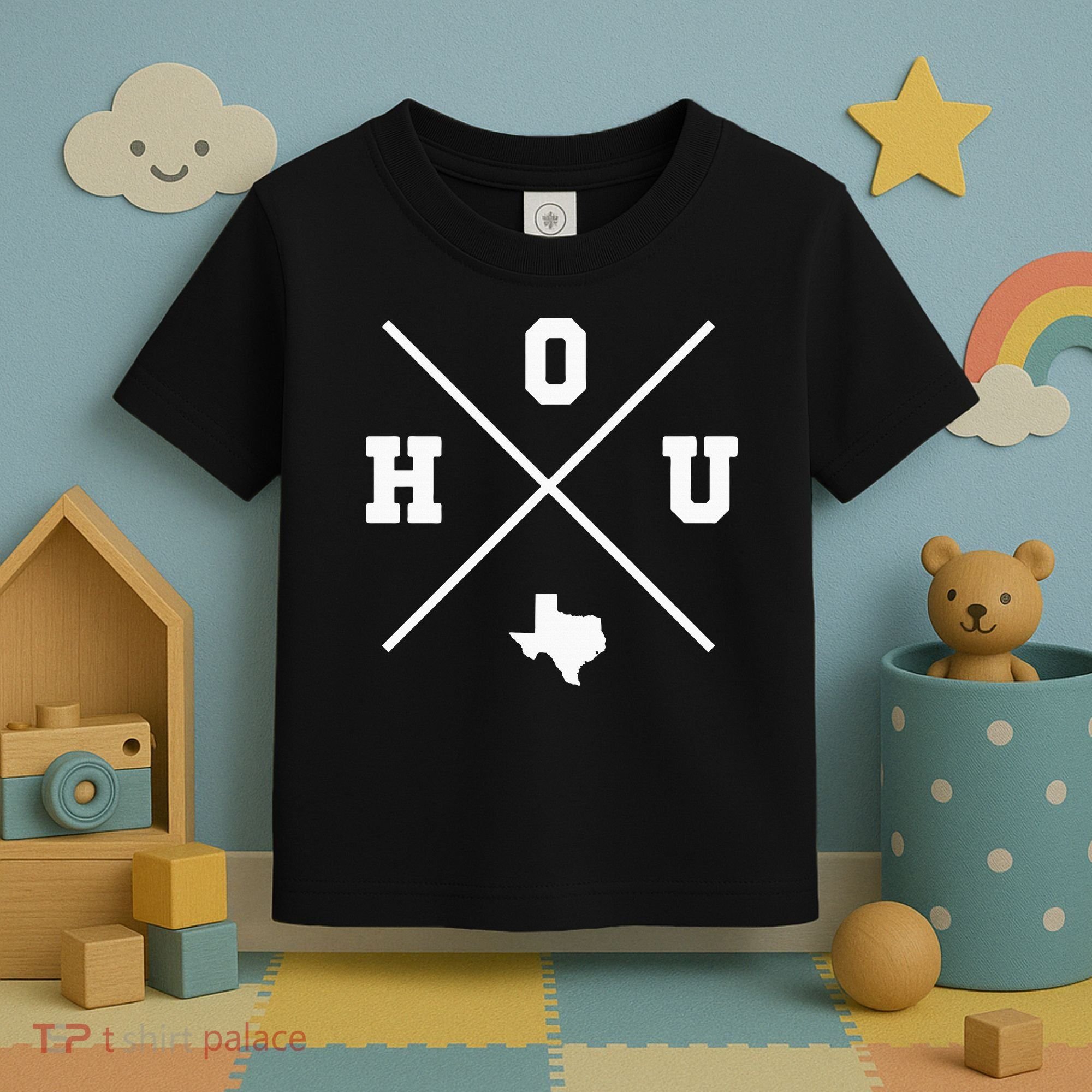 Classic Hou Houston Crossmark State Outline Toddler T-Shirt