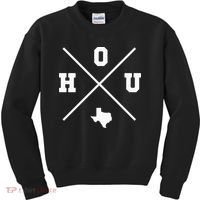Classic Hou Houston Crossmark State Outline Kids Sweatshirt thumb 0