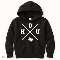 Classic Hou Houston Crossmark State Outline Kids Hoodie thumb 0