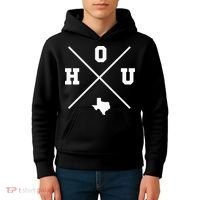 Classic Hou Houston Crossmark State Outline Kids Hoodie thumb 4