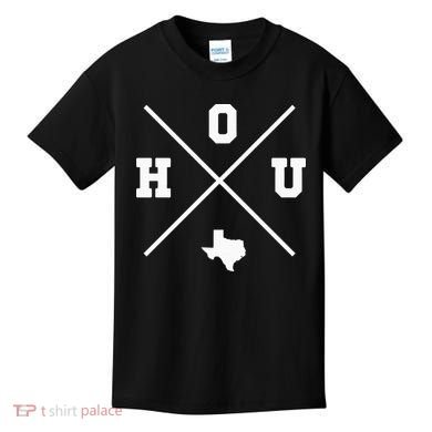 Classic Hou Houston Crossmark State Outline Kids T-Shirt
