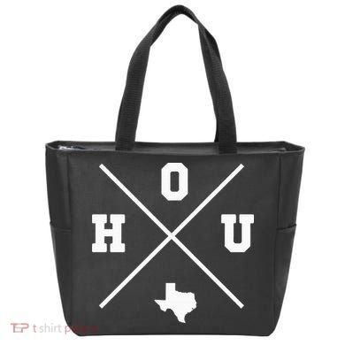 Classic Hou Houston Crossmark State Outline Tote Bag