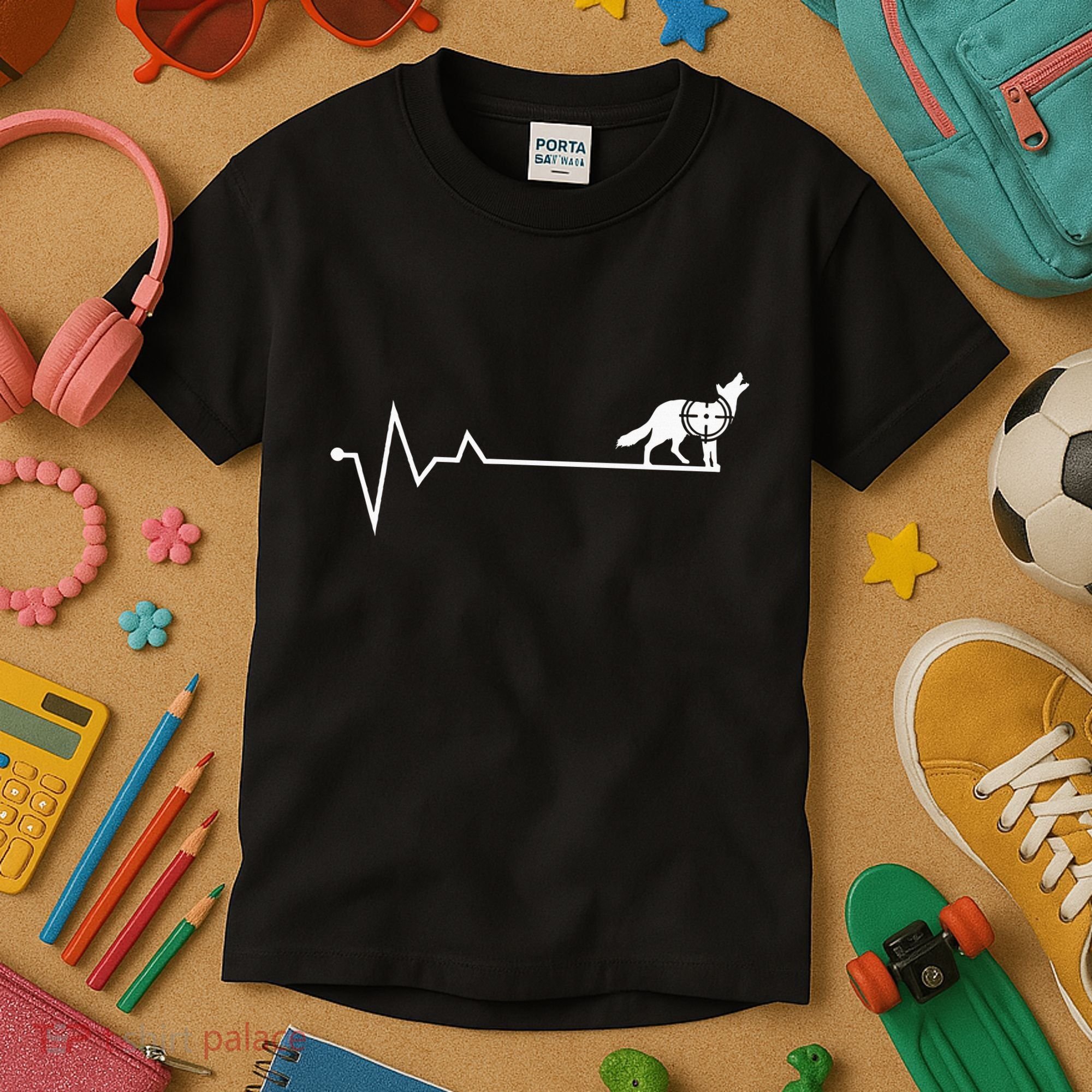 Coyote Hunting Heartbeat Yote Hunter Coyote Kids T-Shirt