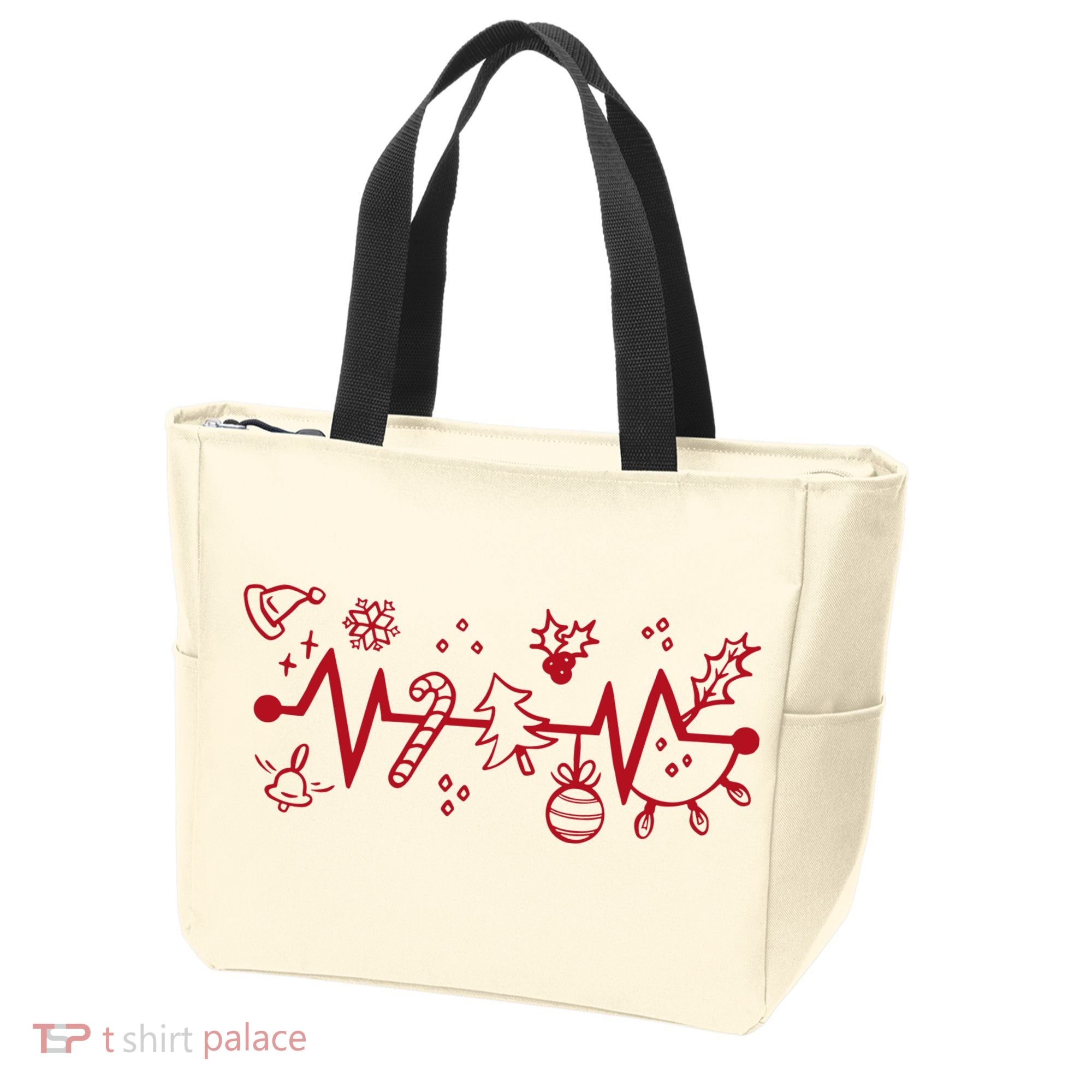 Christmas Holiday Heartbeat Festive Tote Bag