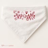 Christmas Holiday Heartbeat Festive USA-Made Doggie Bandana thumb 0