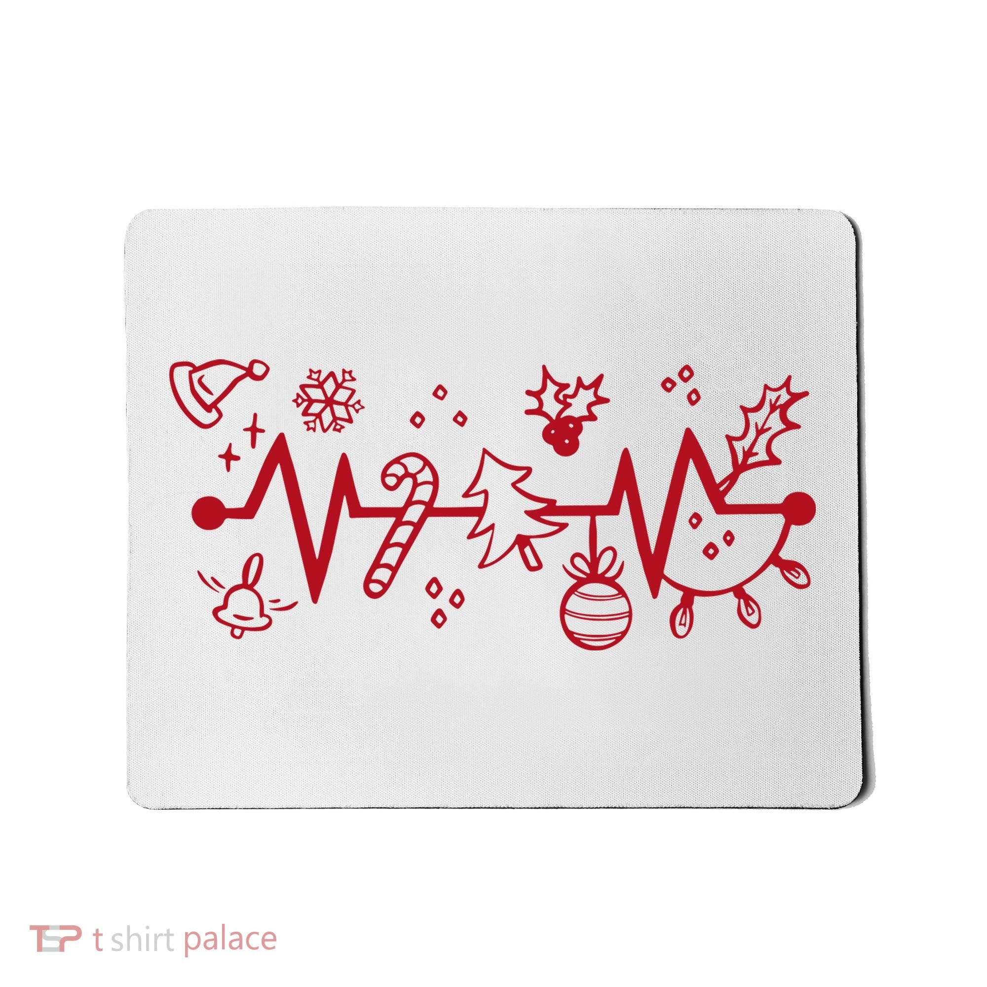 Christmas Holiday Heartbeat Festive Mousepad