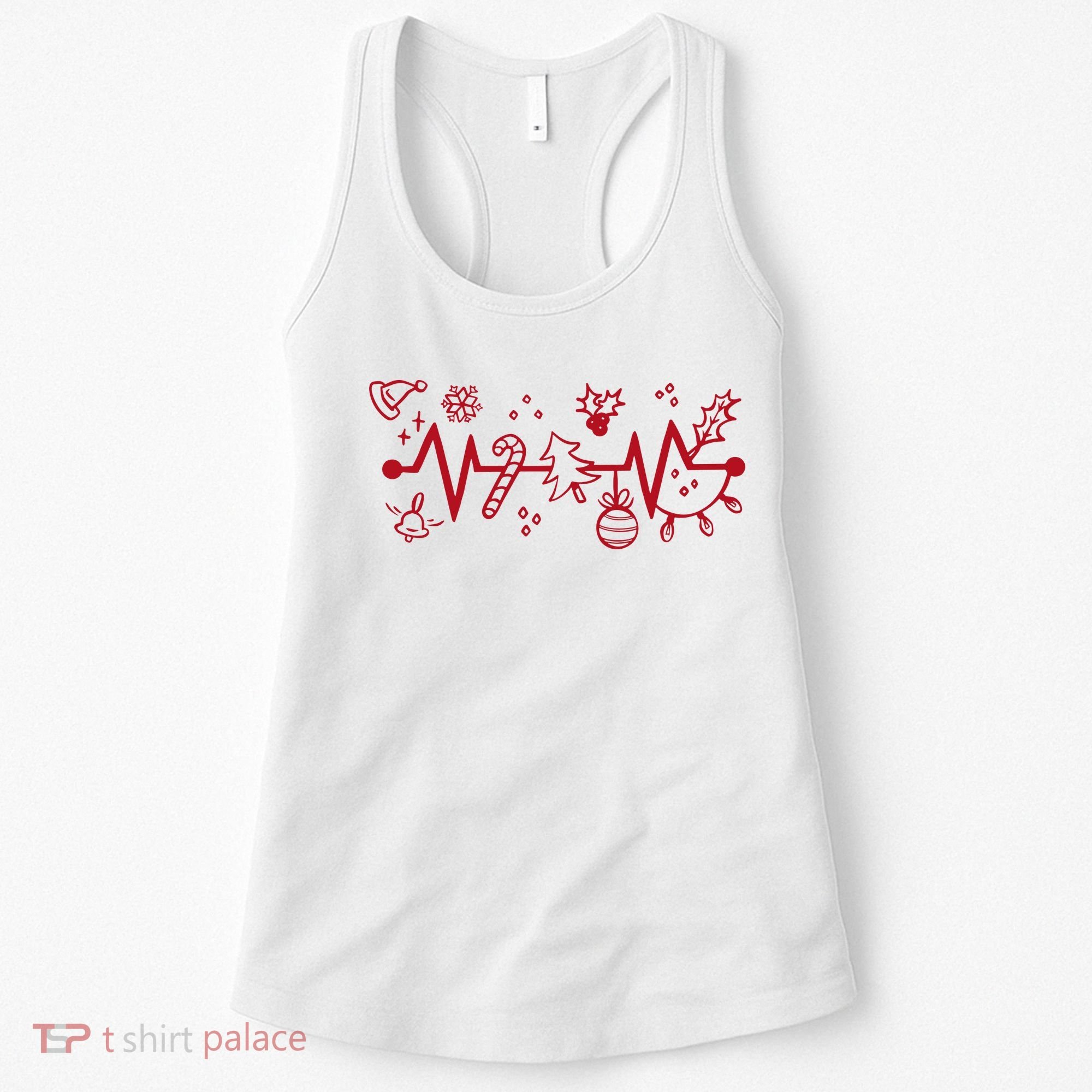 Christmas Holiday Heartbeat Festive Women's Tank Top