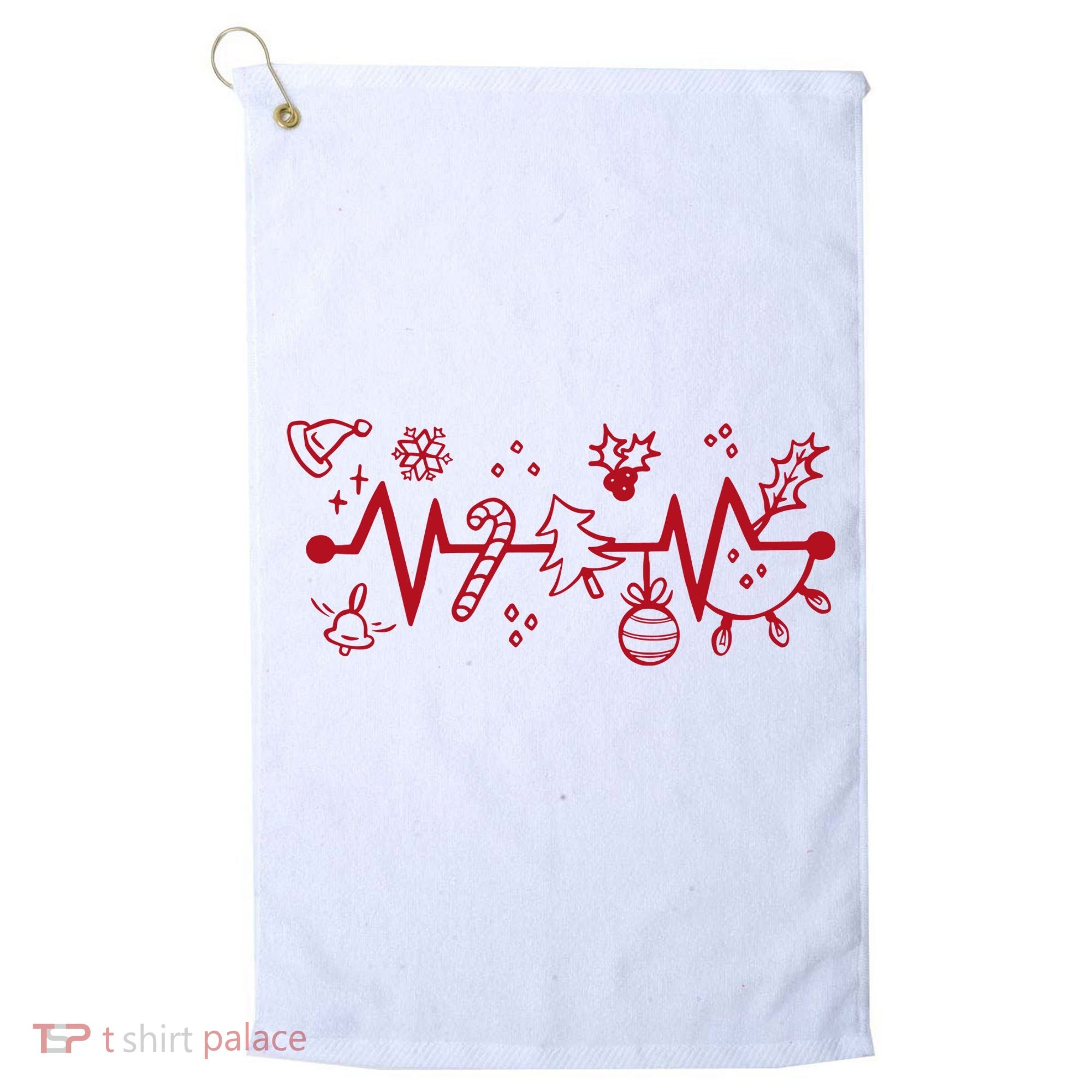 Christmas Holiday Heartbeat Festive Golf Towel