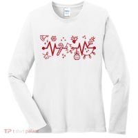 Christmas Holiday Heartbeat Festive Women's Long Sleeve Shirt thumb 0