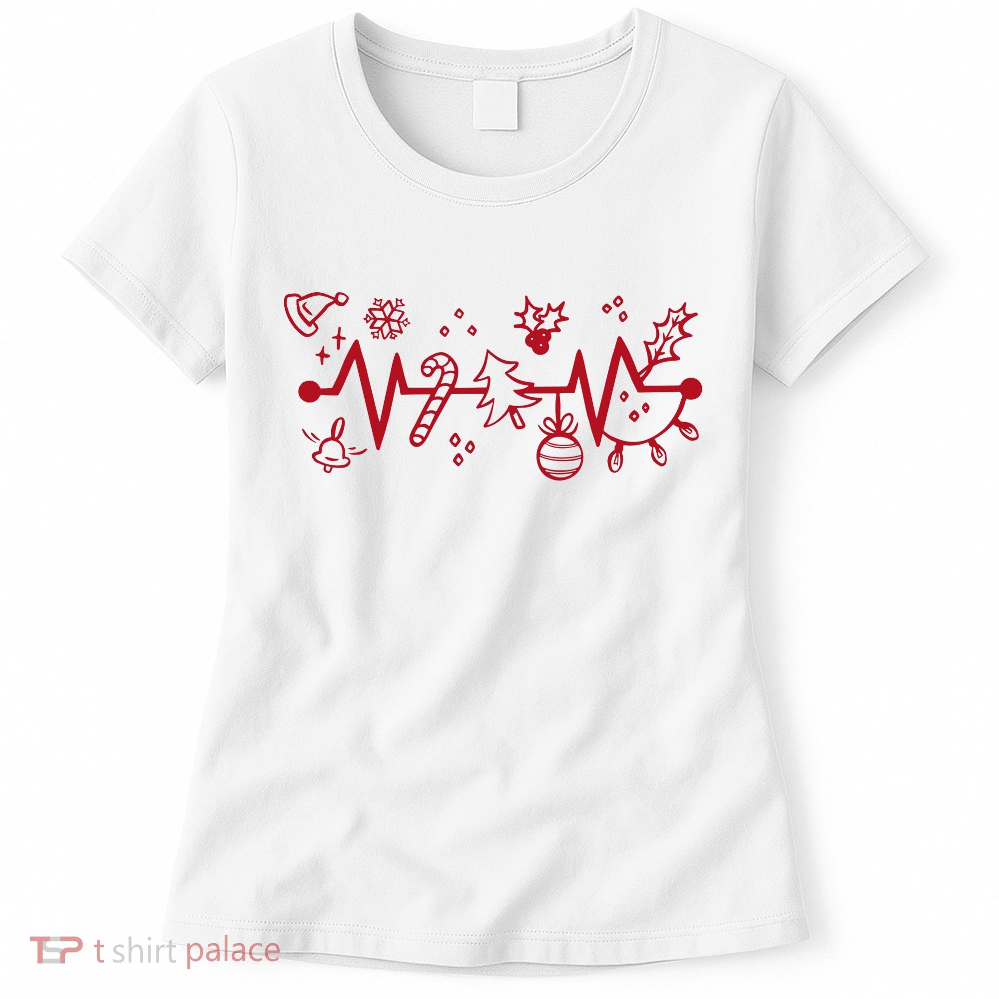 Christmas Holiday Heartbeat Festive Women's T-Shirt