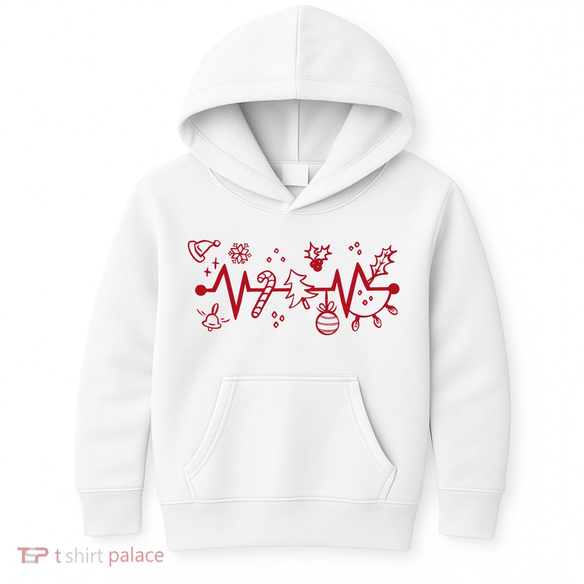 Christmas Holiday Heartbeat Festive Kids Hoodie