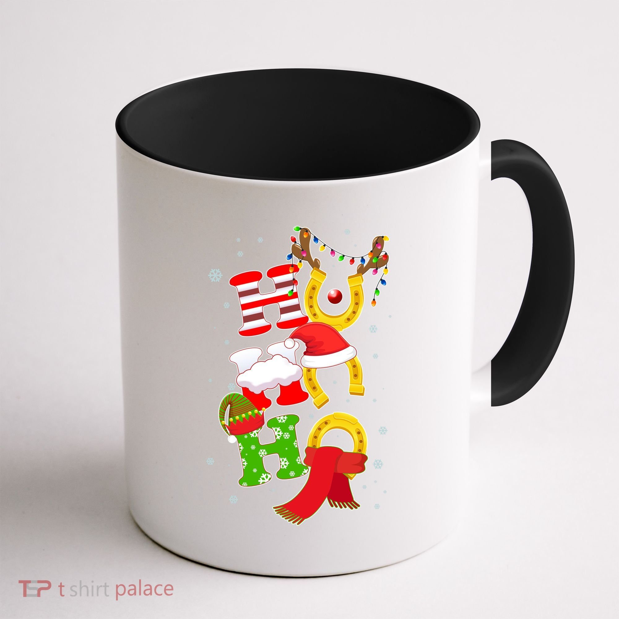 Christmas Ho Ho Ho Reindeer Horseshoes Coffee Mug