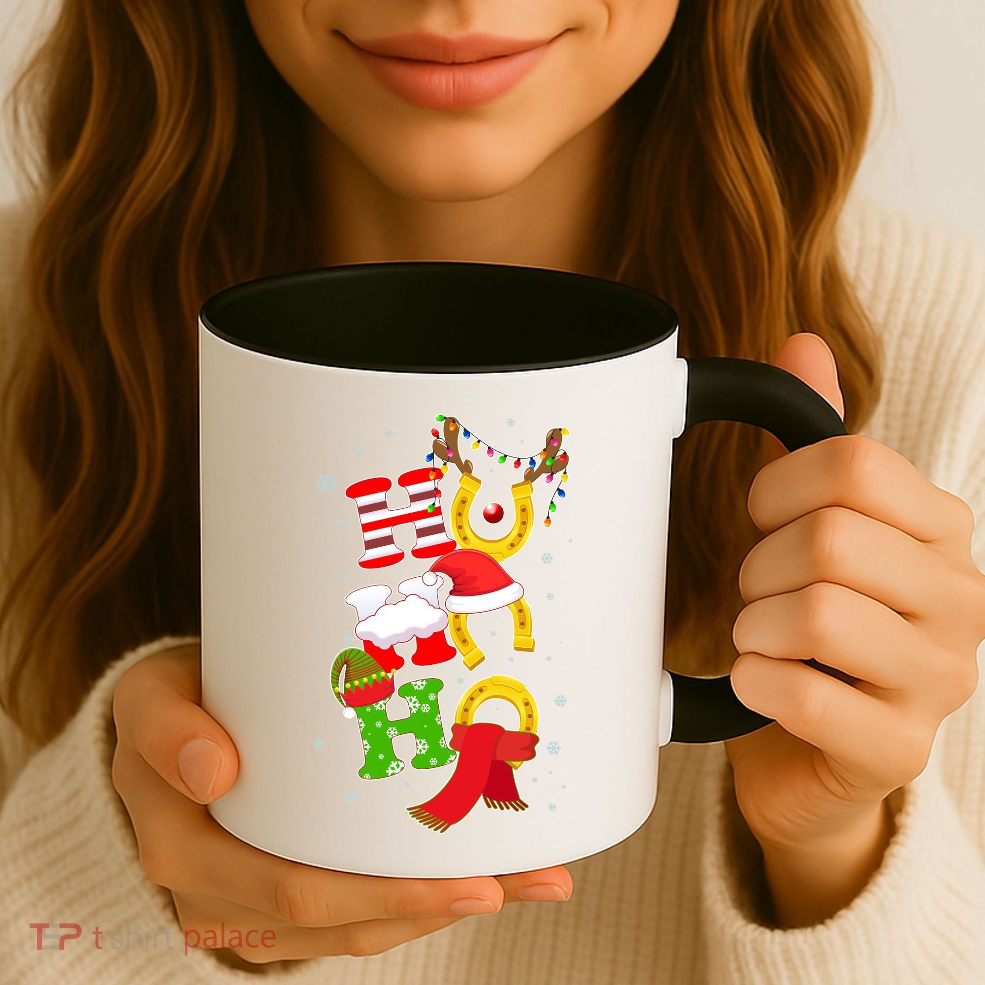 Christmas Ho Ho Ho Reindeer Horseshoes Coffee Mug