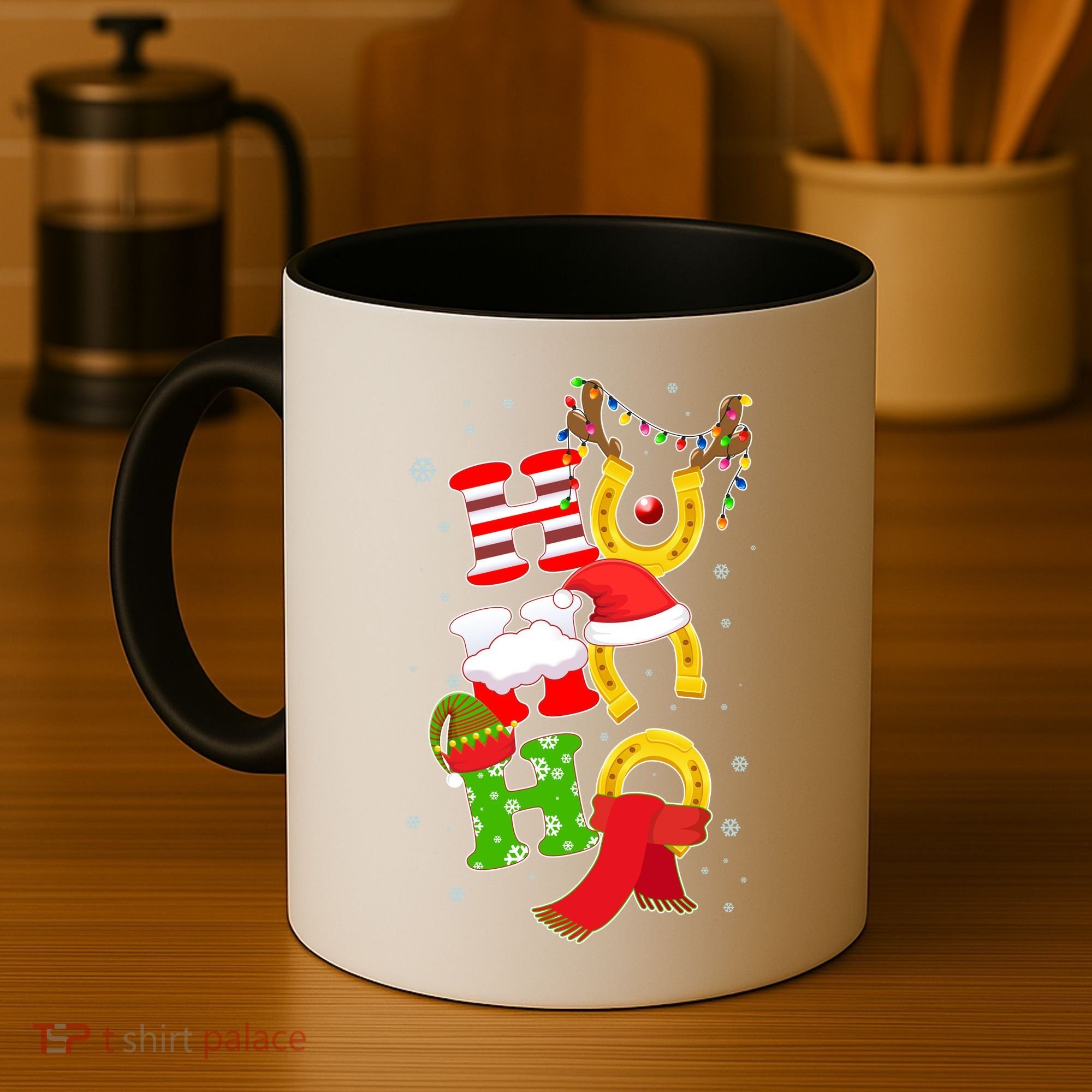 Christmas Ho Ho Ho Reindeer Horseshoes Coffee Mug