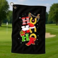 Christmas Ho Ho Ho Reindeer Horseshoes Golf Towel thumb 1