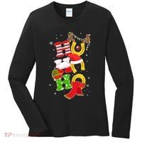 Christmas Ho Ho Ho Reindeer Horseshoes Women's Long Sleeve Shirt thumb 0