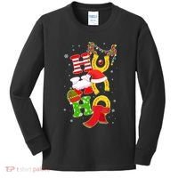 Christmas Ho Ho Ho Reindeer Horseshoes Kids Long Sleeve Shirt thumb 0
