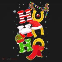 Christmas Ho Ho Ho Reindeer Horseshoes Kids Long Sleeve Shirt thumb 2