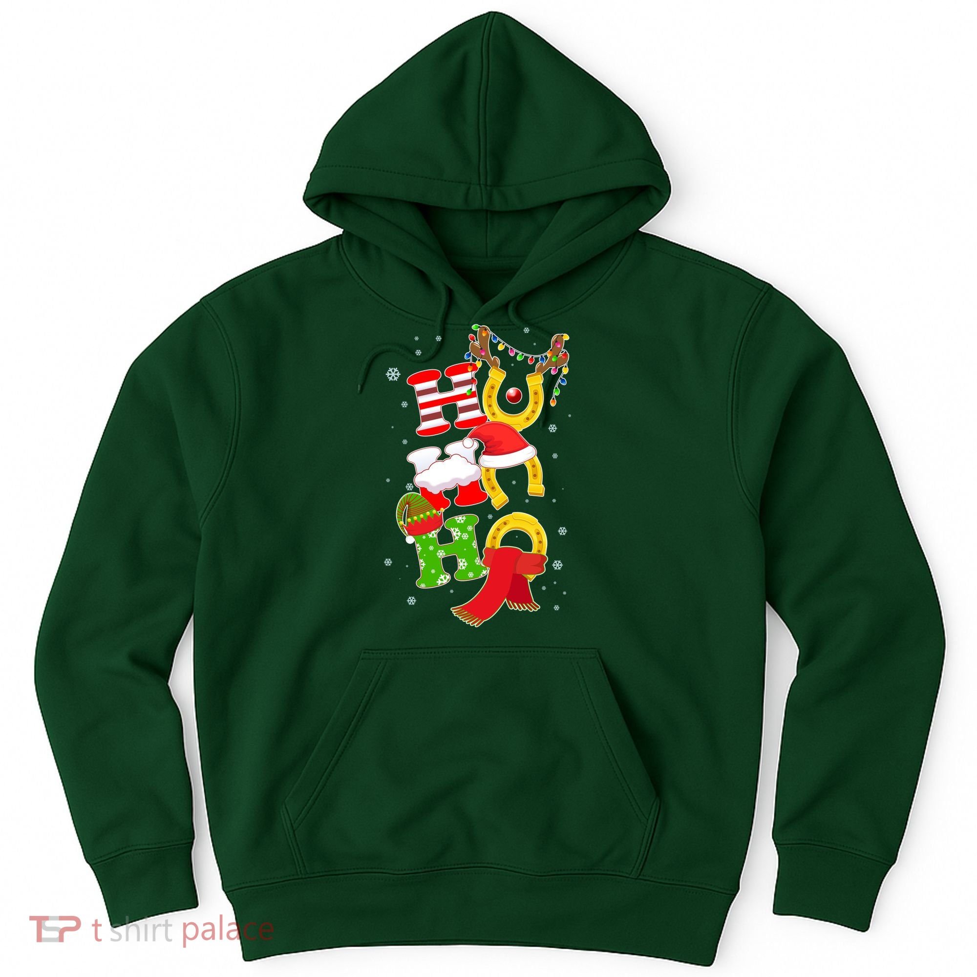 Christmas Ho Ho Ho Reindeer Horseshoes Hoodie