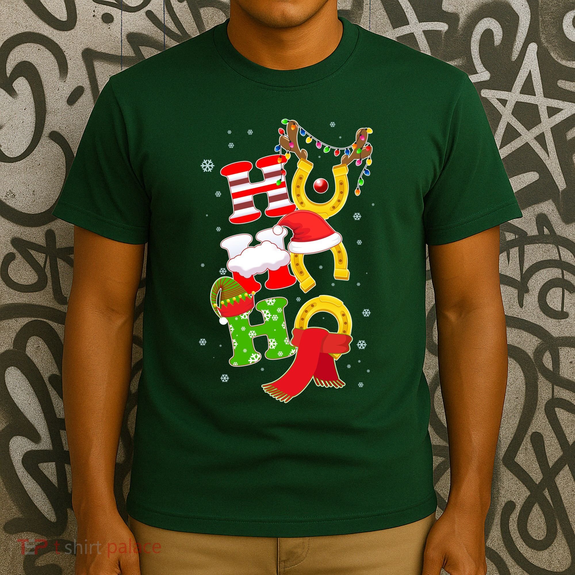 Christmas Ho Ho Ho Reindeer Horseshoes T-Shirt