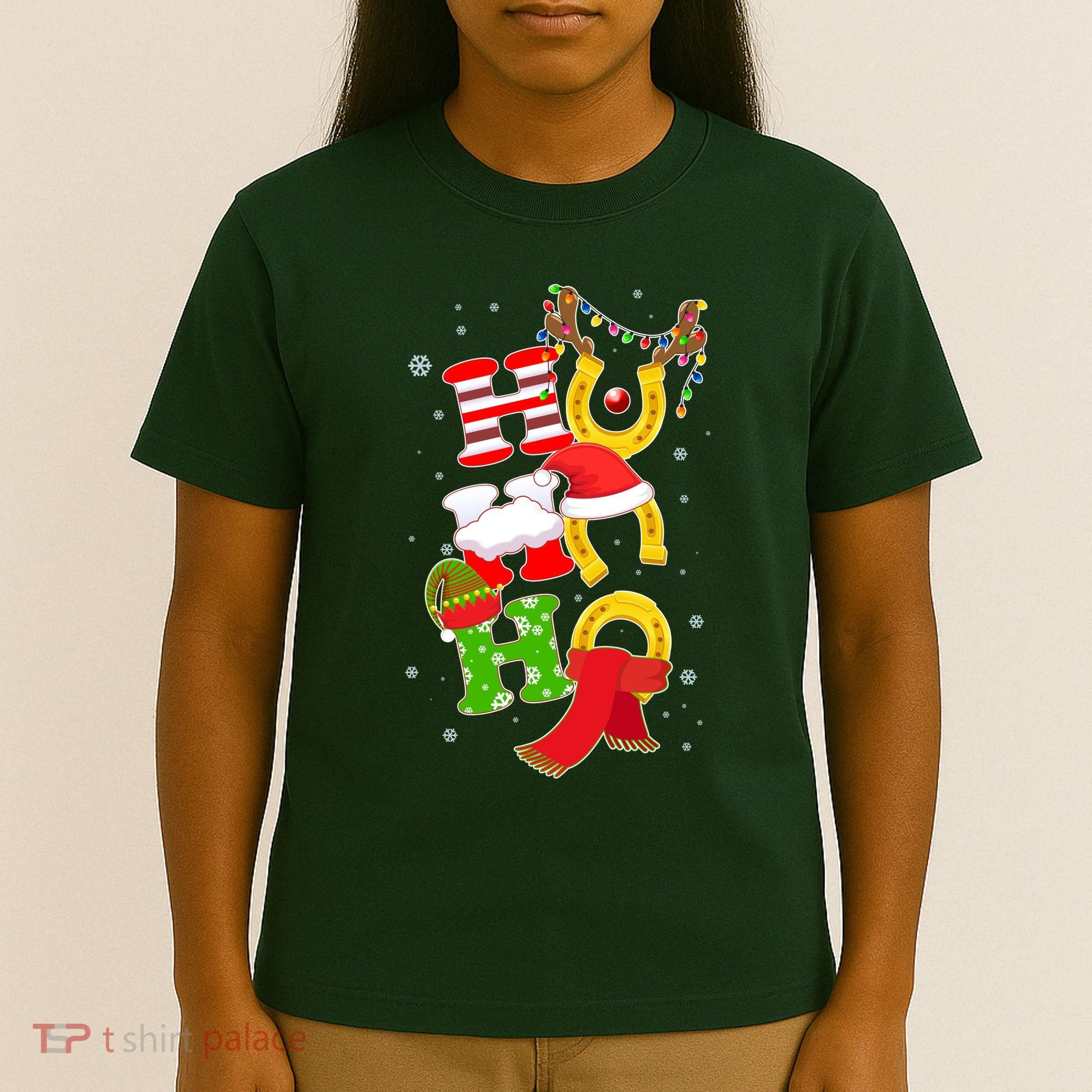 Christmas Ho Ho Ho Reindeer Horseshoes T-Shirt