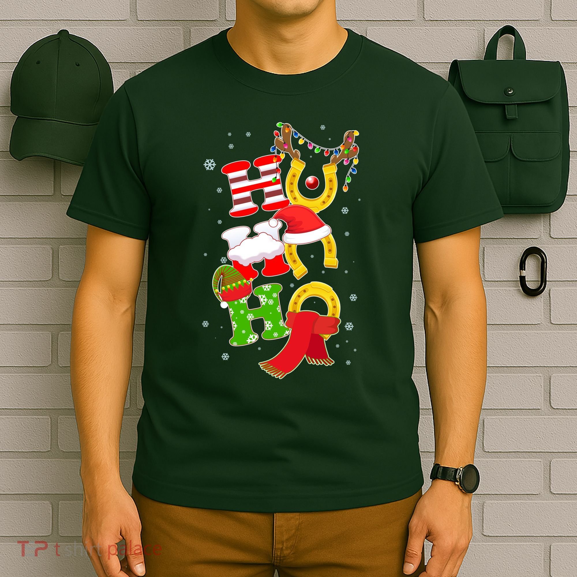 Christmas Ho Ho Ho Reindeer Horseshoes T-Shirt