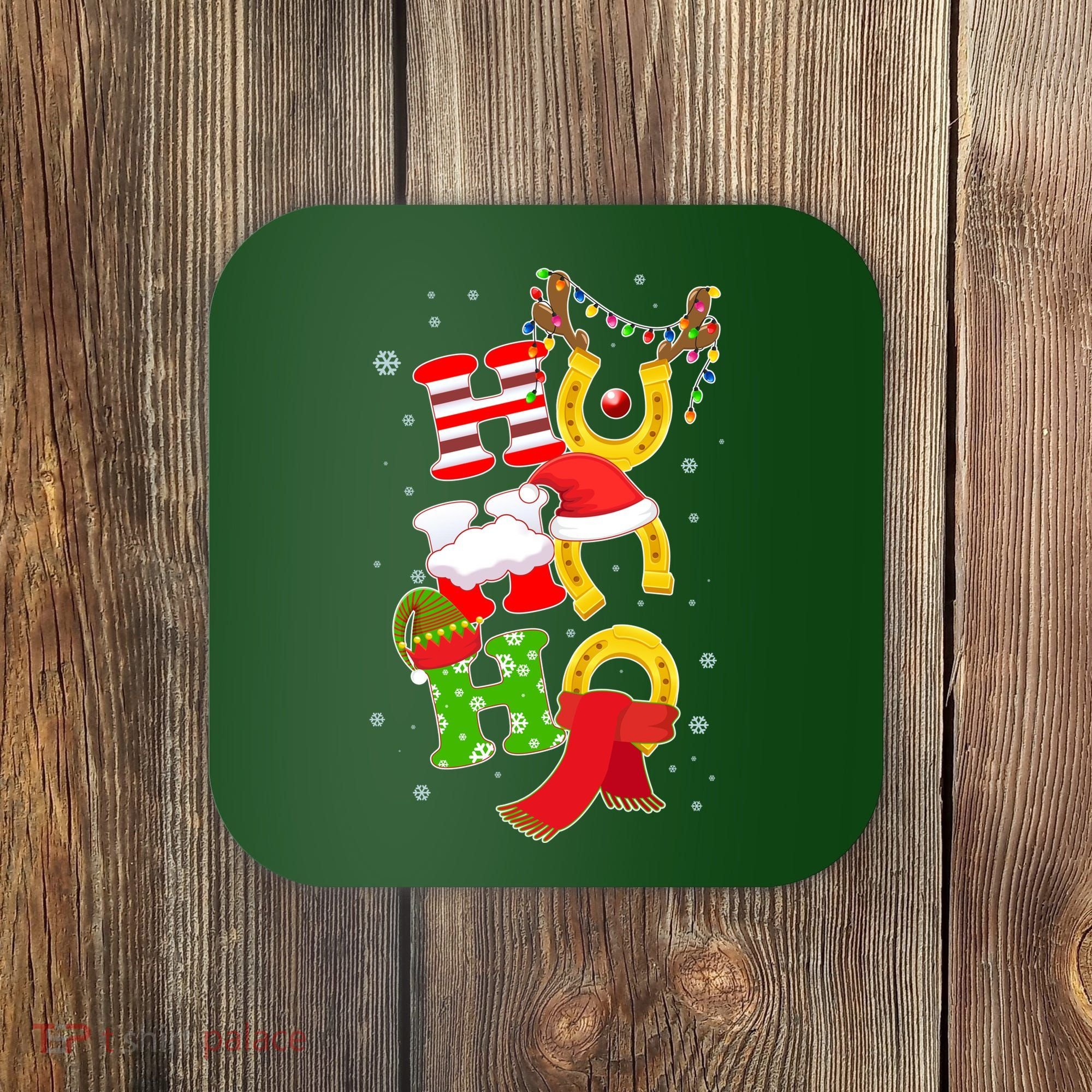 Christmas Ho Ho Ho Reindeer Horseshoes Coaster