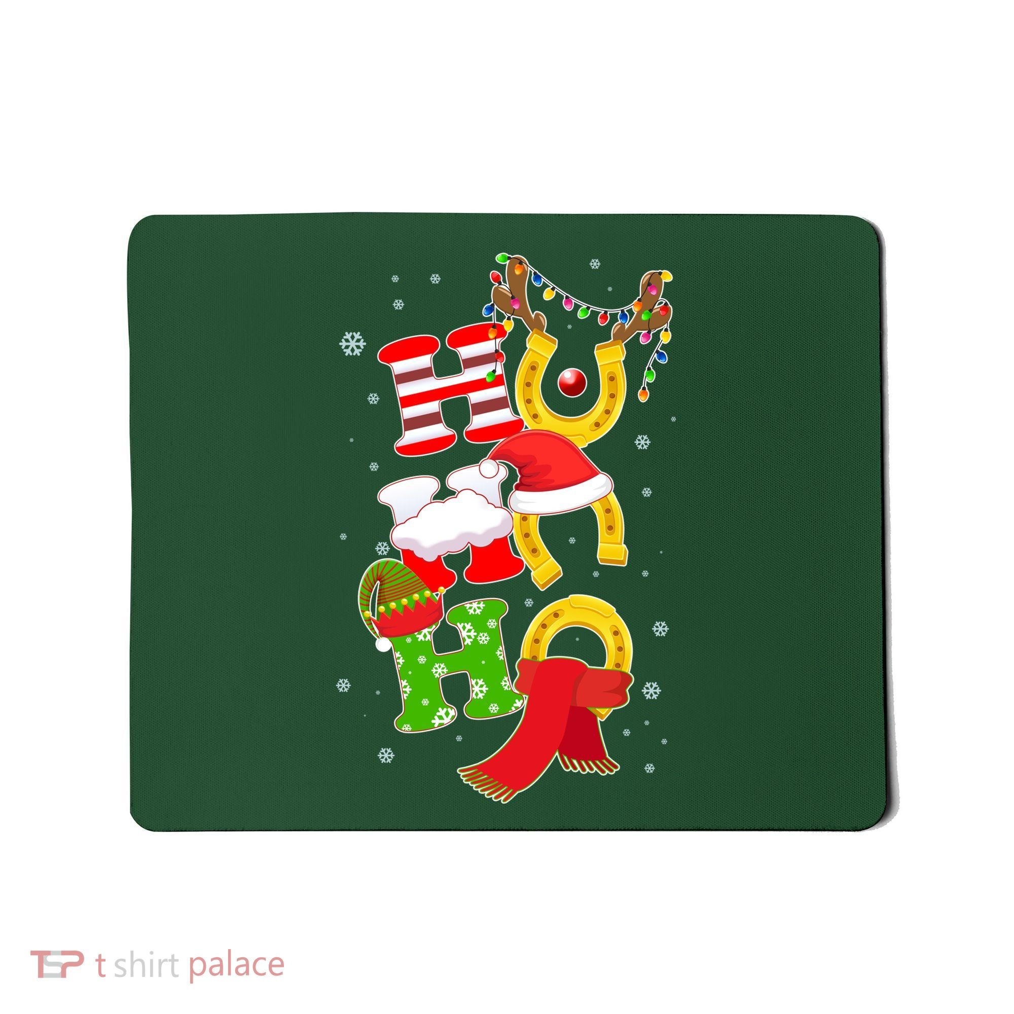Christmas Ho Ho Ho Reindeer Horseshoes Mousepad